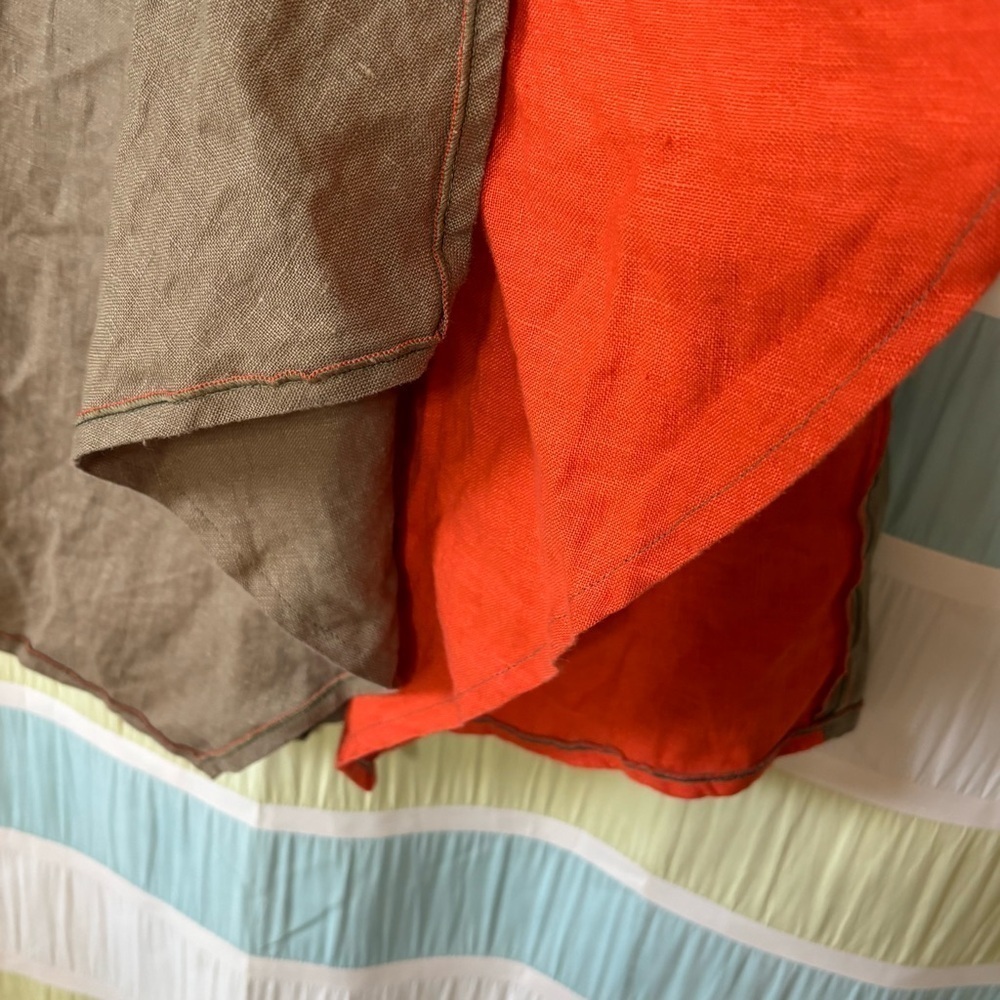 Xiao Linen Color-block Assymetric Skirt Tan & Orange Sz Small - Picture 3 of 8